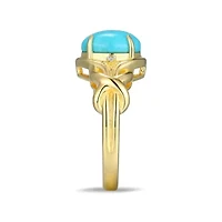 Genuine Turquoise and Diamond Accent Ring 18k Gold Plated Sterling Silver