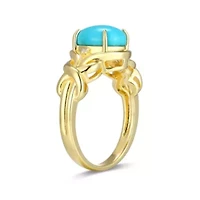 Genuine Turquoise and Diamond Accent Ring 18k Gold Plated Sterling Silver