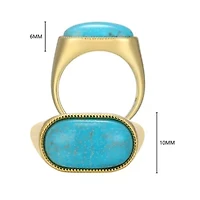 Genuine Turquoise Oval Ring 18k Gold Plated Sterling Silver