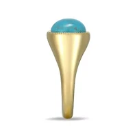Genuine Turquoise Oval Ring 18k Gold Plated Sterling Silver