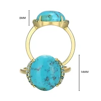 Genuine Turquoise and London Blue Topaz Ring 18k Gold Plated Sterling Silver
