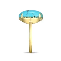 Genuine Turquoise and London Blue Topaz Ring 18k Gold Plated Sterling Silver