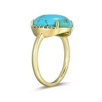 Genuine Turquoise and London Blue Topaz Ring 18k Gold Plated Sterling Silver