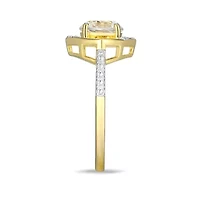 18K Yellow Gold Plated Sterling Silver Birthstone Gemstone and Diamond Accent Halo Ring