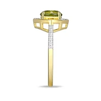 18K Yellow Gold Plated Sterling Silver Birthstone Gemstone and Diamond Accent Halo Ring