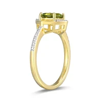 18K Yellow Gold Plated Sterling Silver Birthstone Gemstone and Diamond Accent Halo Ring