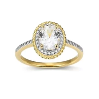 18K Yellow Gold Plated Sterling Silver Birthstone Gemstone and Diamond Accent Halo Ring