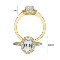 18K Yellow Gold Plated Sterling Silver Birthstone Gemstone and Diamond Accent Halo Ring