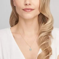 18K Yellow Gold Plated Sterling Silver Birthstone Gemstone and Diamond Accent Halo Pendant Necklace