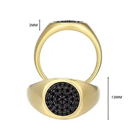 Men's Genuine Black Spinel Ring 18k Gold Plated Gun Color Sterling Silver