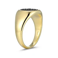 Men's Genuine Black Spinel Ring 18k Gold Plated Gun Color Sterling Silver