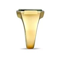Men's Genuine Jade, Created Ruby, and White Sapphire Ring 18k Gold Plated Sterling Silver