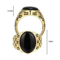 Men's Genuine Black Onyx and Spinel Ring 18k Gold Plated Sterling Silver
