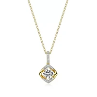 18K Yellow Gold Plated Sterling Silver Birthstone Gemstone and Diamond Accent Drop Pendant Necklace