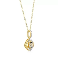 18K Yellow Gold Plated Sterling Silver Birthstone Gemstone and Diamond Accent Drop Pendant Necklace