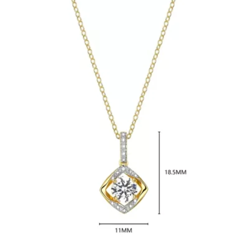 18K Yellow Gold Plated Sterling Silver Birthstone Gemstone and Diamond Accent Drop Pendant Necklace
