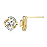 18K Yellow Gold Plated Sterling Silver Birthstone Gemstone and Diamond Accent Stud Earrings