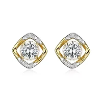 18K Yellow Gold Plated Sterling Silver Birthstone Gemstone and Diamond Accent Stud Earrings