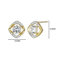 18K Yellow Gold Plated Sterling Silver Birthstone Gemstone and Diamond Accent Stud Earrings