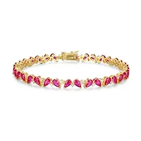 Lab Created 18K Yellow Gold Plated Sterling Silver Gemstone and 1/3 CTTW Grown Diamond Tennis Bracelet