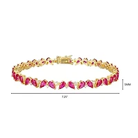 Lab Created 18K Yellow Gold Plated Sterling Silver Gemstone and 1/3 CTTW Grown Diamond Tennis Bracelet