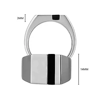 Rhodium Plated Sterling Silver Men's Genuine Black Onyx Ring