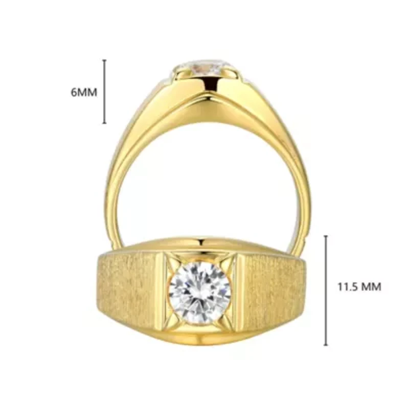 18K Yellow Gold or Rhodium Plated Sterling Silver Men's Cubic Zirconia Ring