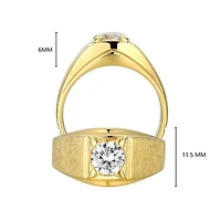 18K Yellow Gold or Rhodium Plated Sterling Silver Men's Cubic Zirconia Ring