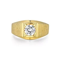 18K Yellow Gold or Rhodium Plated Sterling Silver Men's Cubic Zirconia Ring