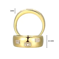 18K Yellow Gold or Rhodium Plated Sterling Silver Men's Cubic Zirconia Wide Band Ring