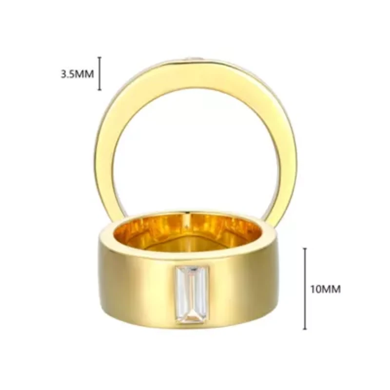 18K Yellow Gold or Rhodium Plated Sterling Silver Men's Cubic Zirconia Band Ring