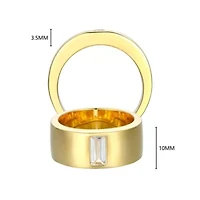 18K Yellow Gold or Rhodium Plated Sterling Silver Men's Cubic Zirconia Band Ring