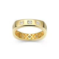 18K Yellow Gold or Rhodium Plated Sterling Silver Men's Cubic Zirconia Band Ring