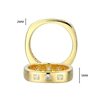 18K Yellow Gold or Rhodium Plated Sterling Silver Men's Cubic Zirconia Band Ring