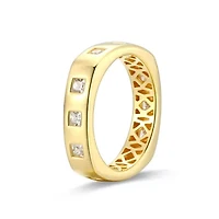 18K Yellow Gold or Rhodium Plated Sterling Silver Men's Cubic Zirconia Band Ring