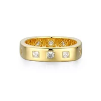 18K Yellow Gold or Rhodium Plated Sterling Silver Men's Cubic Zirconia Band Ring