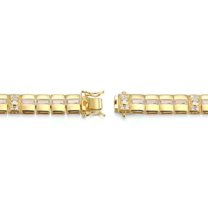 18K Yellow Gold or Rhodium Plated Sterling Silver Men's Cubic Zirconia Bracelet