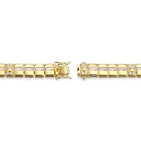 18K Yellow Gold or Rhodium Plated Sterling Silver Men's Cubic Zirconia Bracelet