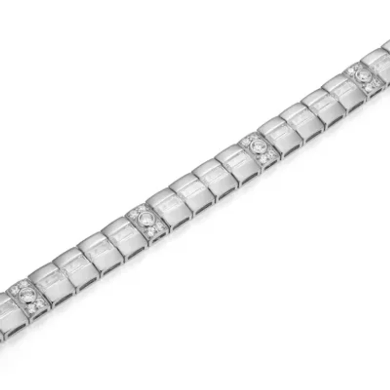 18K Yellow Gold or Rhodium Plated Sterling Silver Men's Cubic Zirconia Bracelet