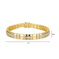 18K Yellow Gold or Rhodium Plated Sterling Silver Men's Cubic Zirconia Bracelet