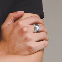 Rhodium Plated Sterling Silver Men's White and Black Cubic Zirconia Skull Ring