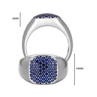 Rhodium Plated Sterling Silver Men's Created Sapphire Ring