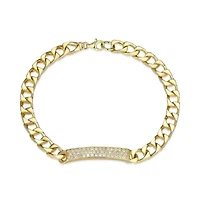 18K Yellow Gold or Rhodium Plated Sterling Silver Men's Cubic Zirconia Bracelet