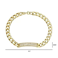 18K Yellow Gold or Rhodium Plated Sterling Silver Men's Cubic Zirconia Bracelet