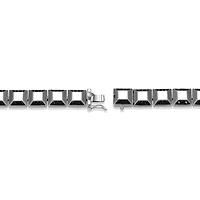 Rhodium and Gun Plated Sterling Silver Men's Black Cubic Zirconia Bracelet