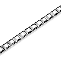 Rhodium and Gun Plated Sterling Silver Men's Black Cubic Zirconia Bracelet