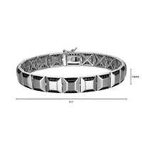 Rhodium and Gun Plated Sterling Silver Men's Black Cubic Zirconia Bracelet