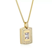 18K Yellow Gold or Rhodium Plated Sterling Silver Men's Cubic Zirconia Pendant Necklace