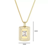 18K Yellow Gold or Rhodium Plated Sterling Silver Men's Cubic Zirconia Pendant Necklace
