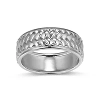 Rhodium Plated Sterling Silver Men's Ring